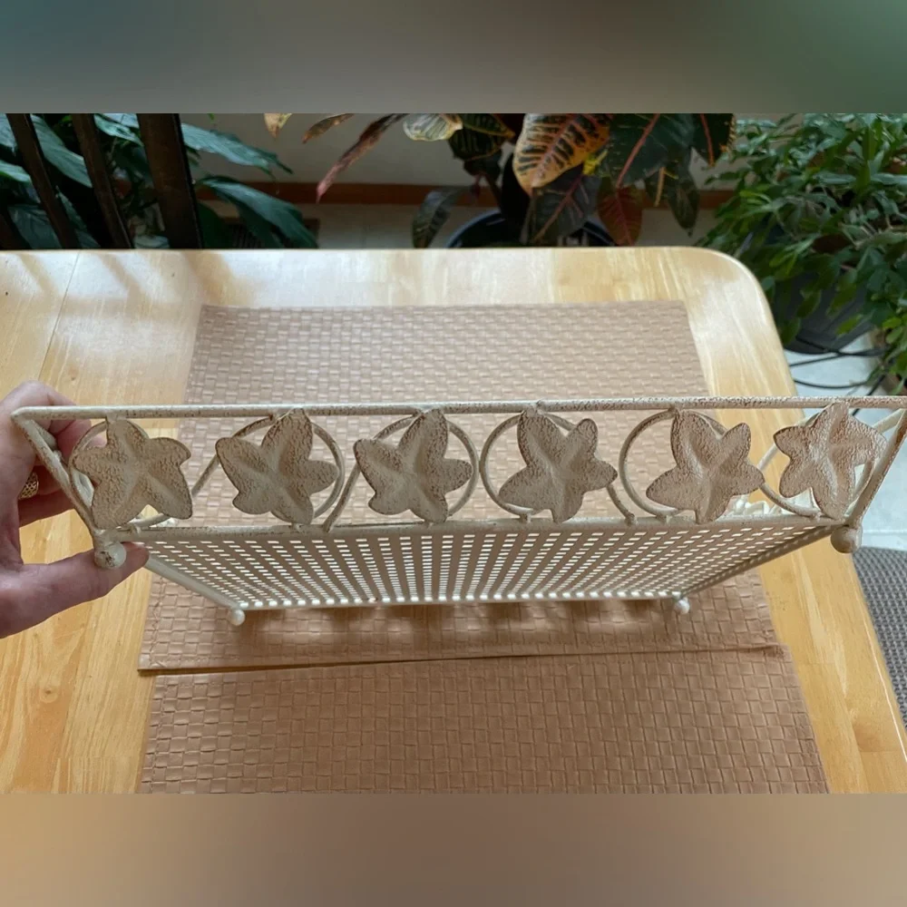 Metal Vanity - layering Tray delicate design, footed, rectangle great catchall